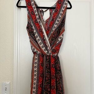 Bohemian Red and Black Sleeveless romper
